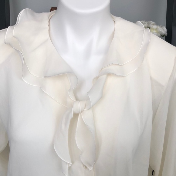 VTG Susan Bristol sheer ivory long sleeve blouse - Picture 2 of 10